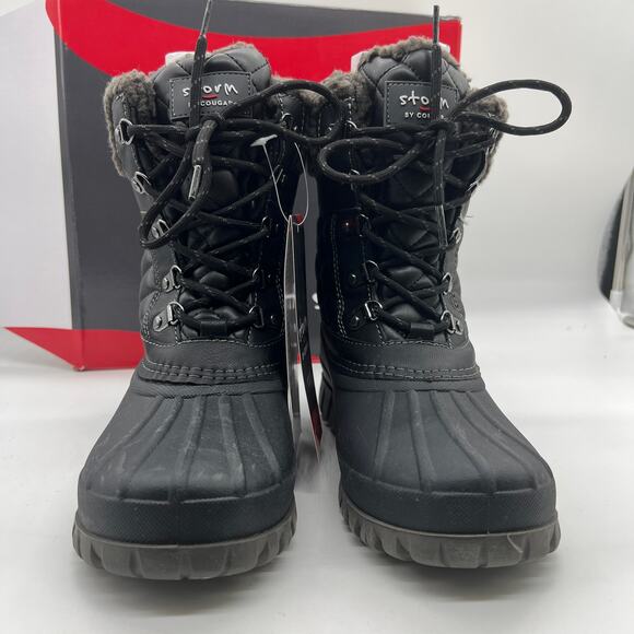 Cougar Waterproof Winter Boots Size 9W Black Quilt Carlisle Lace Up - Picture 5 of 11